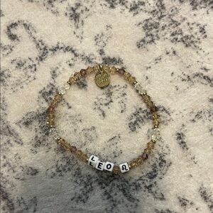 Gold and Brown Beaded Leo Bracelet